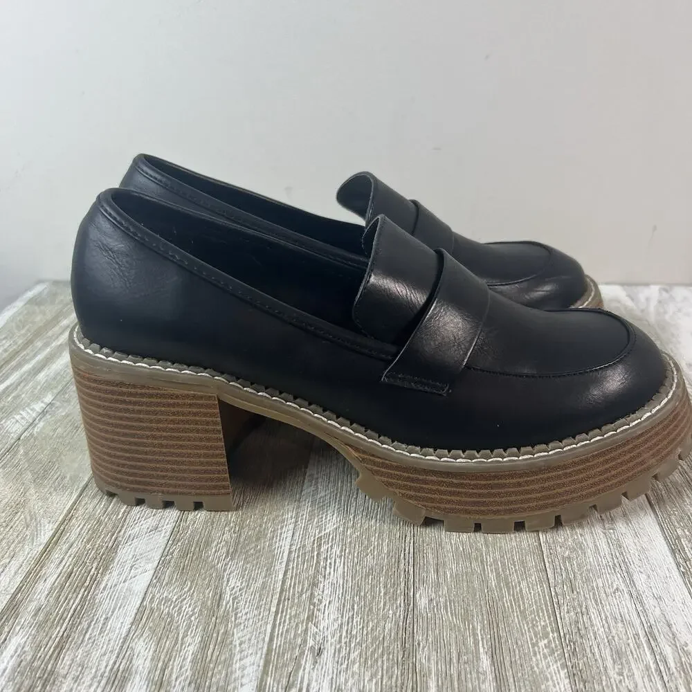 MIA Dahlia Shoes Chunky Platform Loafers 9 Black Dark Academia Goth Lug Sole